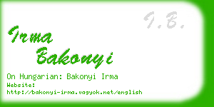 irma bakonyi business card